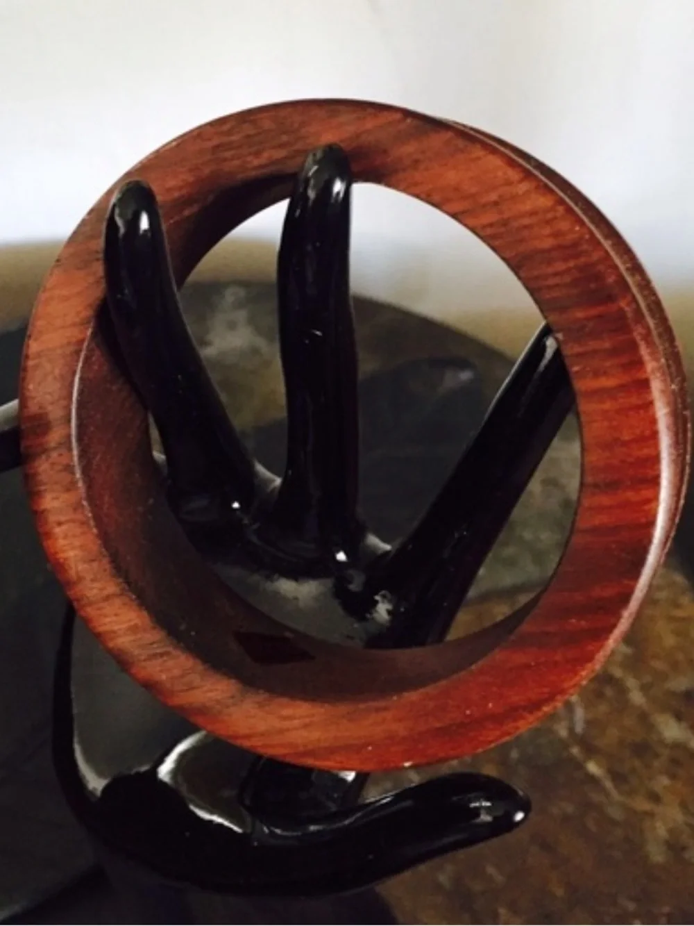 Vintage Wood and Brass Bangle Bracelet